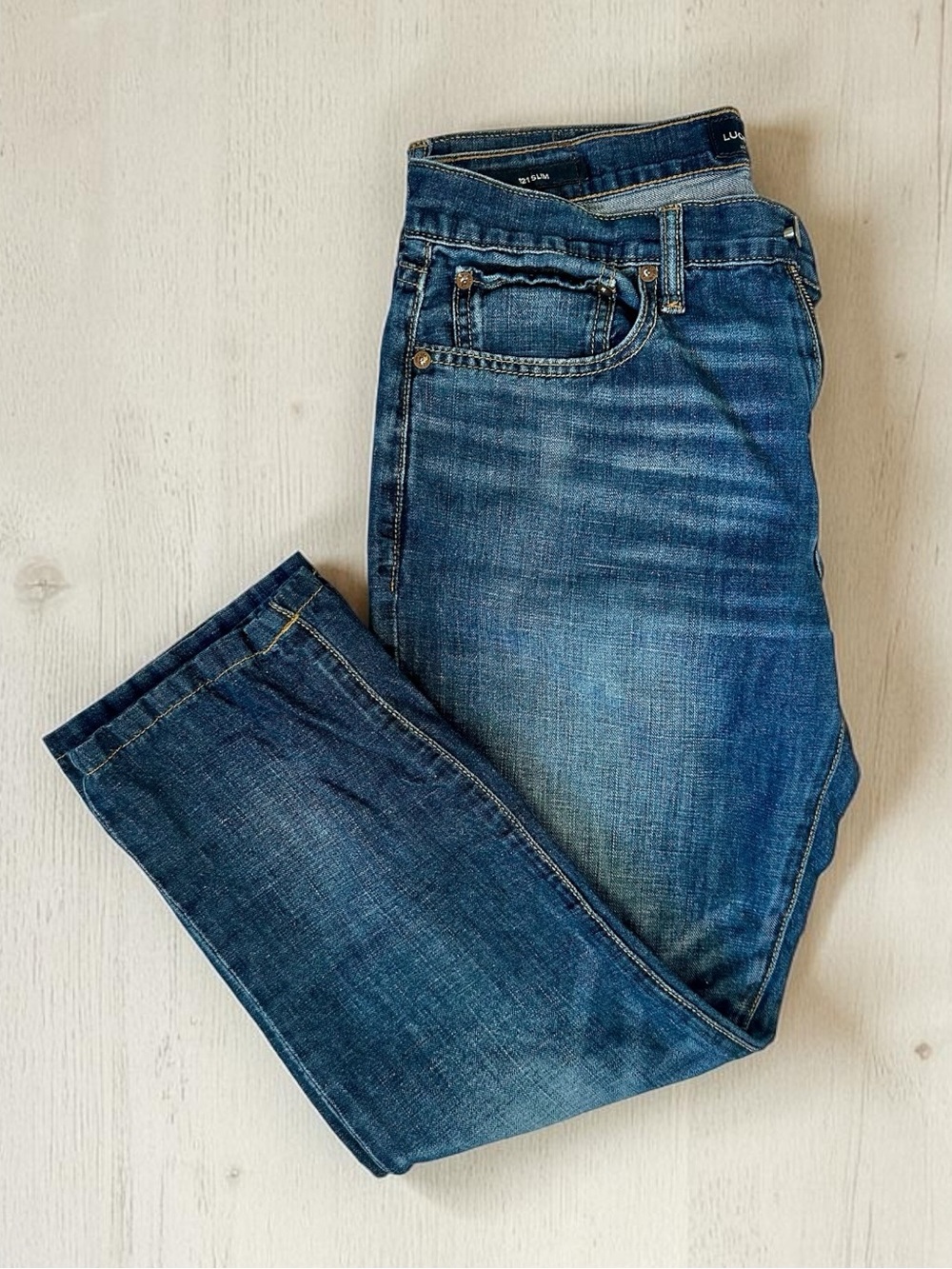 Lucky Brand Women's 121Slim Blue Denim Jeans Cotton Linen Blend